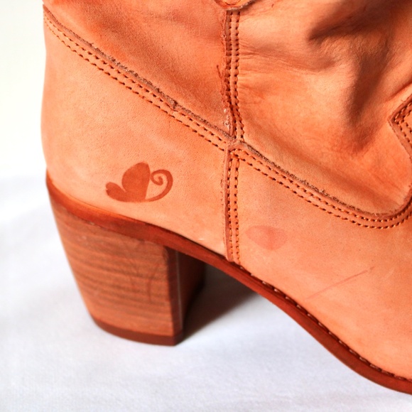 NWT Felmini Orange Leather Heeled Ankle Boot Women's 38 (US 7) Handmade Fall - Picture 3 of 10